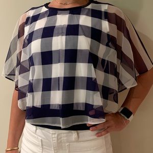 Blue and white plaid shirt